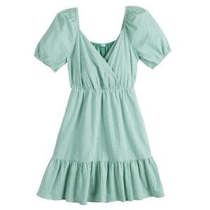 NWT Draper James gingham green white puff sleeve cotton surplice dress size 3X